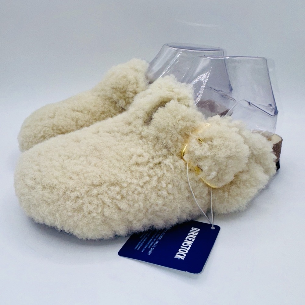 Birkenstock Boston Big Buckle Shearling Mules Women's Size 6 EU 37 Eggshell - Picture 9 of 16